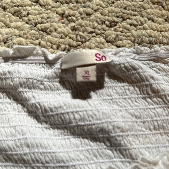 SO White Smocked Blouse - Picture 1 of 2